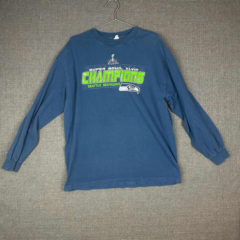 Super Bowl XLVIII Champions‎ Seattle Seahawks Long Sleeve T Shirt XL